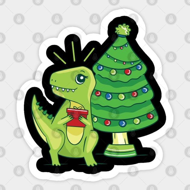 Christmas T-rex Sticker by ShirtsBarn